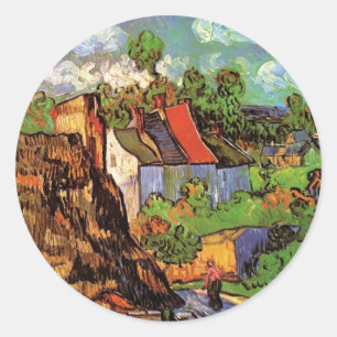 Sticker Rond Maisons à Auvers par Vincent van Gogh