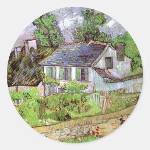 Sticker Rond Maisons à Auvers par Vincent van Gogh
