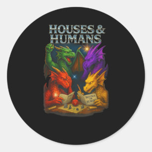 Sticker Rond Maisons Et Humains Roman De Comédie Nouveauté Rpg
