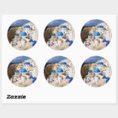 Sticker Rond Maisons grecques traditionnelles (Feuille)