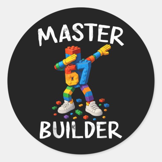 Sticker Rond Maître Constructeur Dabbing 67 Meme Blocs de Const (Devant)