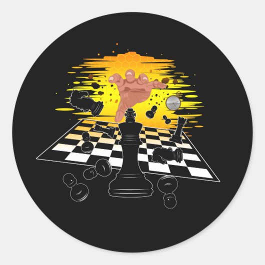 Sticker Rond Maître d'échecs (Devant)