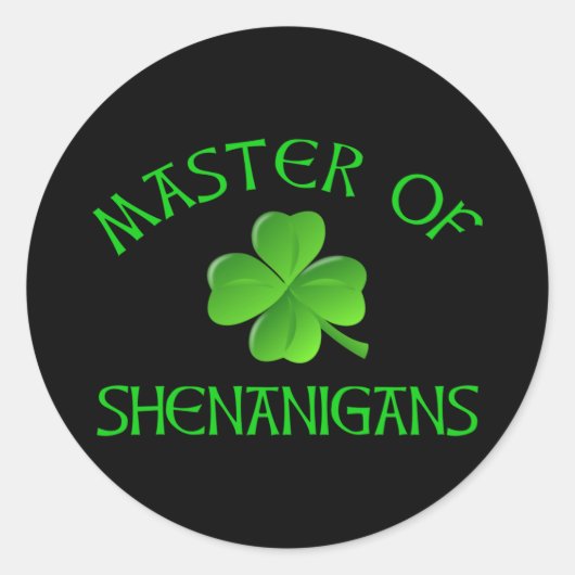Sticker Rond Maître des Shenanigans Funny St. Patrick's Day (Devant)