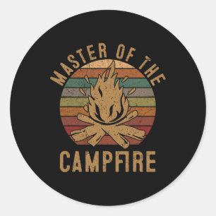 Sticker Rond Maître du feu de camp Cadeau pour amateurs de camp