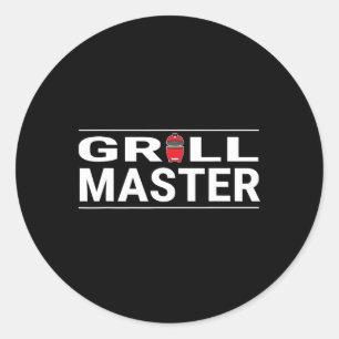 Sticker Rond Maître du Grill Style Kamado BBQ Barbecue Pitmaste