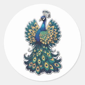 Sticker Rond Majestic Peacock Design - Un symbole de beauté