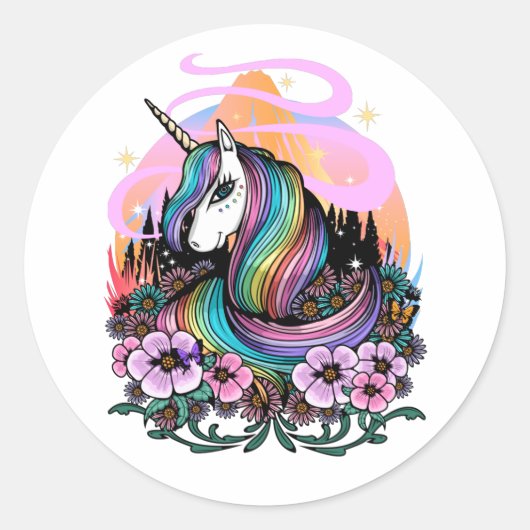 Sticker Rond Majestic Unicorn (Devant)