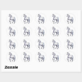 Sticker Rond Majestic White Stallion - Cheval gracieux (Feuille)