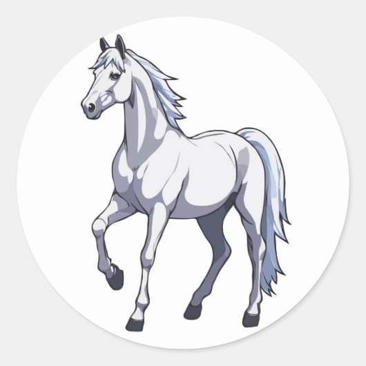 Sticker Rond Majestic White Stallion - Cheval gracieux (Devant)