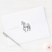 Sticker Rond Majestic White Stallion - Cheval gracieux (Enveloppe)