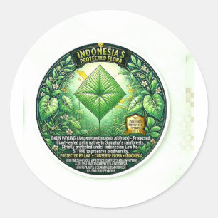 Sticker Rond Majestueux Daun Payung Art - Rare Géant Indonésien