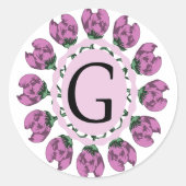 Sticker Rond Majuscule G monogramme floral (Devant)