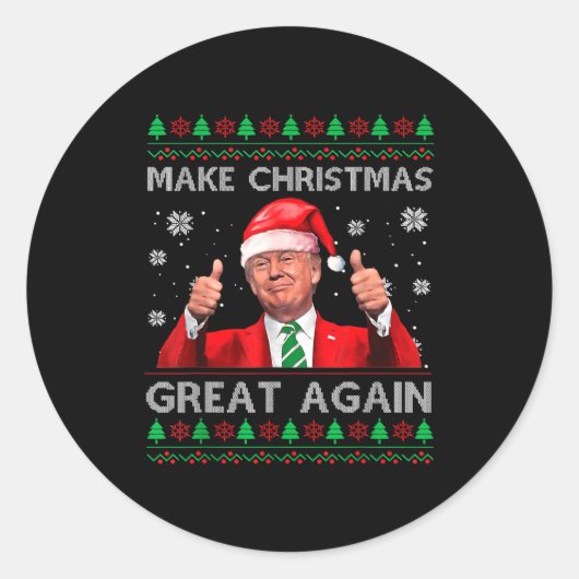 Sticker Rond Make Christmas Great Again Xmas Funny Trump Pajama (Devant)