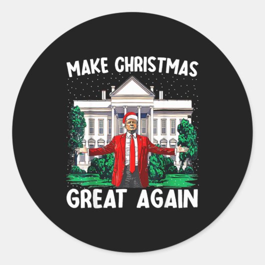 Sticker Rond Make Christmas Great Again Xmas Funny Trump Pajama (Devant)