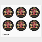 Sticker Rond Make Your Own Coat of Arms Red Gold Eagle Emblème (Feuille)