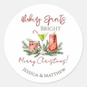 Sticker Rond Making Spirits Bright Couples Personnalisés pour l