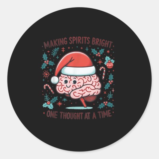 Sticker Rond Making Srits Bright Funny Brain Christmas Mental H (Devant)