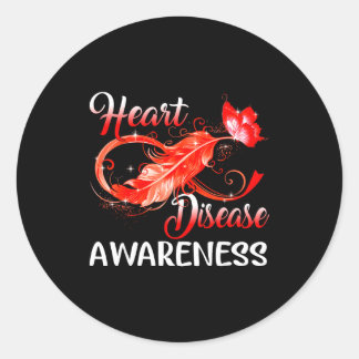 Sticker Rond Maladie cardiaque Ruban rouge Maladie cardiaque Se