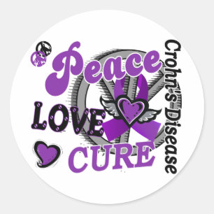 Sticker Rond Maladie de Crohn du traitement 2 d'amour de paix