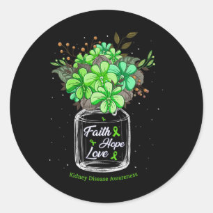Sticker Rond Maladie du rein Faith Love Hope Flower Jar Laurene