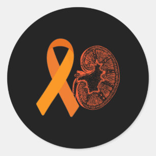 Sticker Rond Maladie du rein Sensibilisation au cancer Orange R