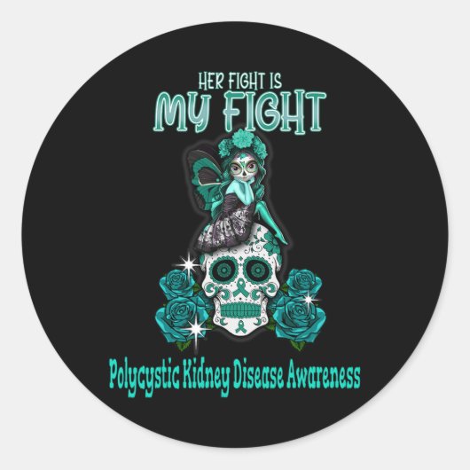 Sticker Rond Maladie du rein Sensibilisation Son combat est mon (Devant)