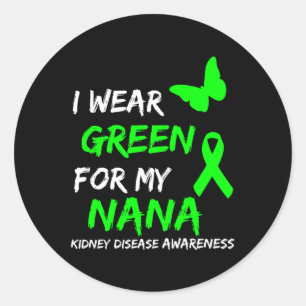 Sticker Rond Maladie Je Porte Le Vert Pour Mon Ruban Nana