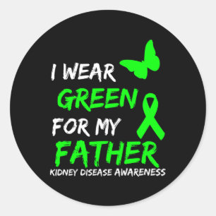 Sticker Rond Maladie rénale Je Porte Vert Pour Mon Père Ruban 1