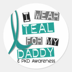 Sticker Rond Maladie rénale Polycystic PKD Teal pour le papa 37