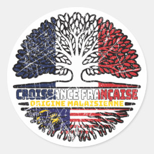 Sticker Rond Malaisienne France drapeau des racines d'arbres