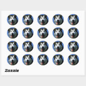 Sticker Rond Malamute d'Alaska (Feuille)