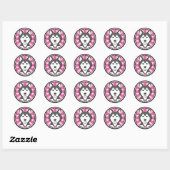Sticker Rond Malamute d'Alaska (Feuille)