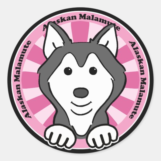 Sticker Rond Malamute d'Alaska (Devant)