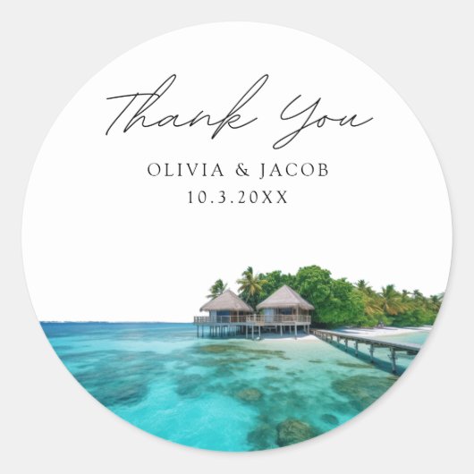 Sticker Rond Maldives Wedding Favor Photo Merci (Devant)