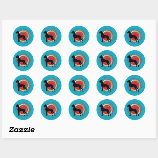 Sticker Rond mâle Danois (Feuille)