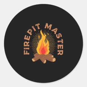 Sticker Rond Mâle maître de foyer de camping feu de camp campeu