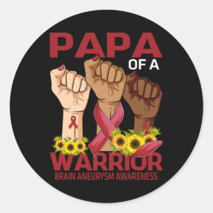 Sticker Rond Mâle Papa D'Un Guerrier Cerveau Aneurysme Sensibil