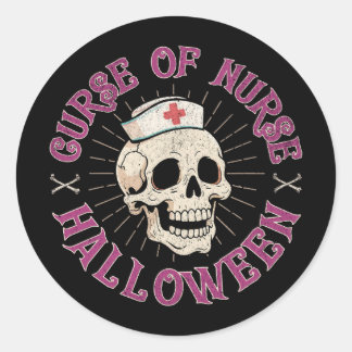 Sticker Rond Malédiction de l'infirmière Halloween Crâne Éffray