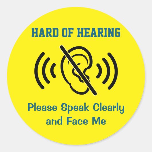 Sticker Rond Malentendant - Jaune (Devant)