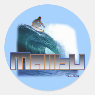 Sticker Rond Malibu Beach Surf