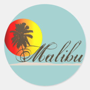 Sticker Rond Malibu California Souvenir