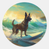 Sticker Rond Malinoi Beach Surf Peinture belge (Devant)