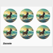 Sticker Rond Malinoi Beach Surf Peinture belge (Feuille)