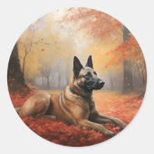 Sticker Rond Malinoi belge en automne Leaves Fall Inspire (Devant)