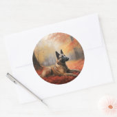 Sticker Rond Malinoi belge en automne Leaves Fall Inspire (Enveloppe)