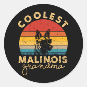 Sticker Rond Malinois Les Cadeaux De Grand-Mère Les Plus Cools
