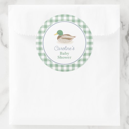 Sticker Rond Mallard Canard Pays Chasse Baby shower Favoriser (Sac)
