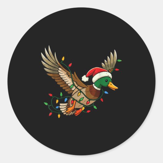 Sticker Rond Mallard Duck Light Christmas Hunting Pajama Toddle (Devant)