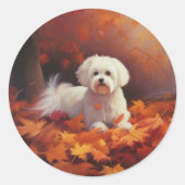 Sticker Rond Maltais en automne Feuilles automne Inspiration (Devant)