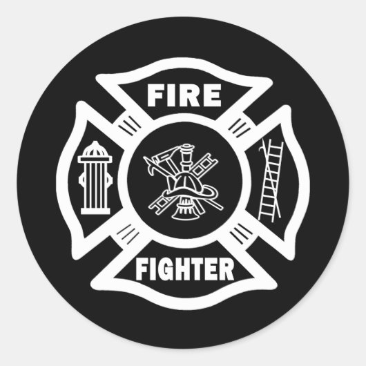 Sticker Rond Maltese, combattant des incendies (Devant)